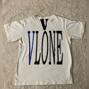 VLONE White and Black T-Shirt with Blue Accent